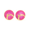 Front View of 925 Silver Cufflinks for Men with Pink Enamel JL AGC 16