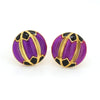 Front View of 925 Silver Cufflinks for Men with Purple & Black Enamel JL AGC 22