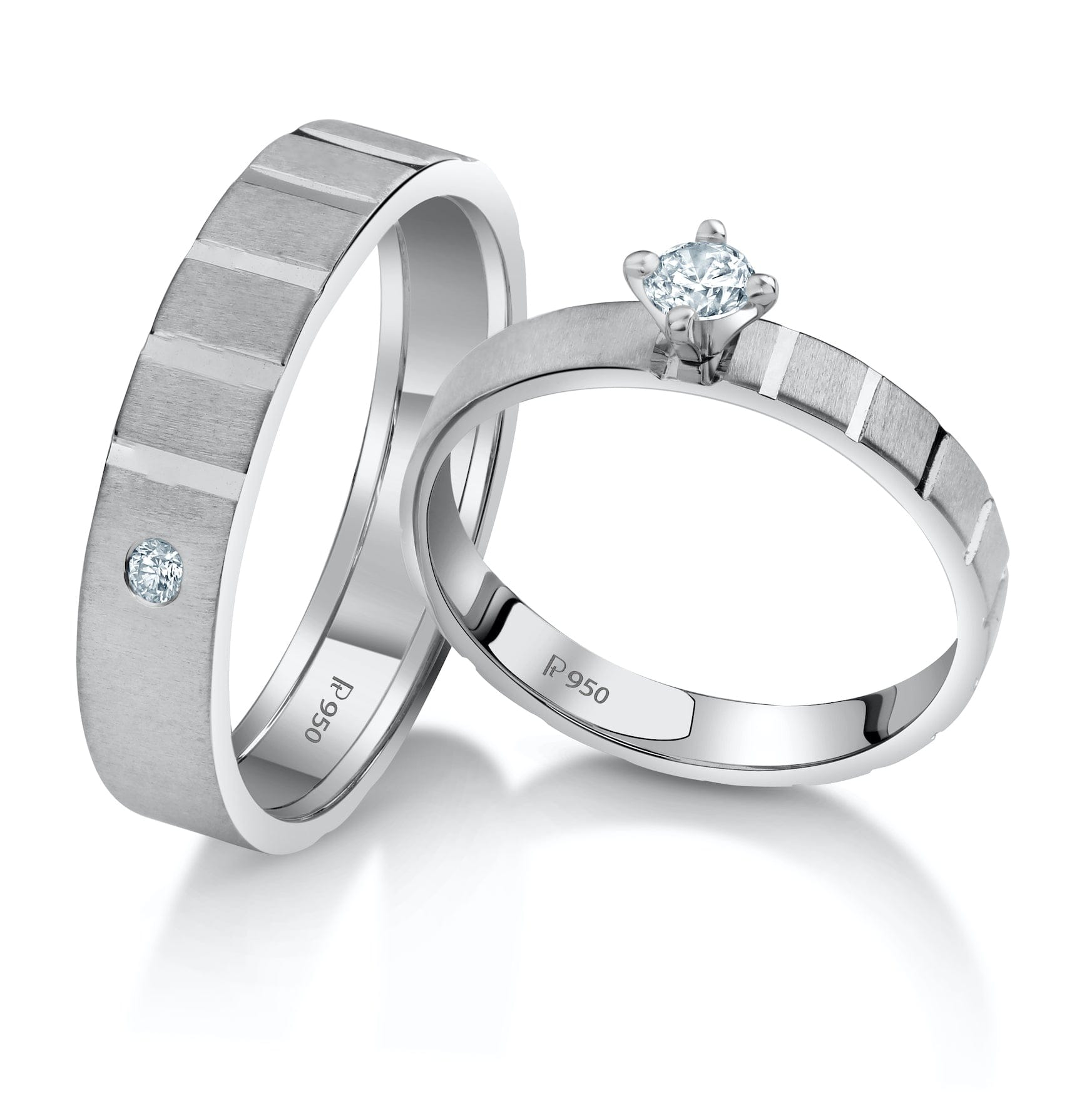 jewelove a mighty match matte finish platinum couple rings with single diamonds jl pt 953 both si ij 24685213581464