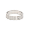 Side View of A Mighty Match Matte Finish Platinum Couple Rings with Single Diamonds Men's Band only JL PT 953