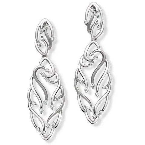 Abstract Art Platinum Chandeliers Earrings with Diamonds SJ PTO E 150