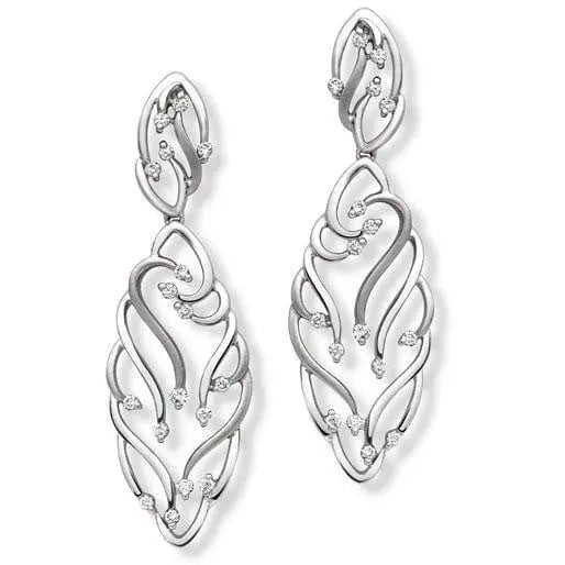 Abstract Art Platinum Chandeliers Earrings with Diamonds SJ PTO E 150 in India