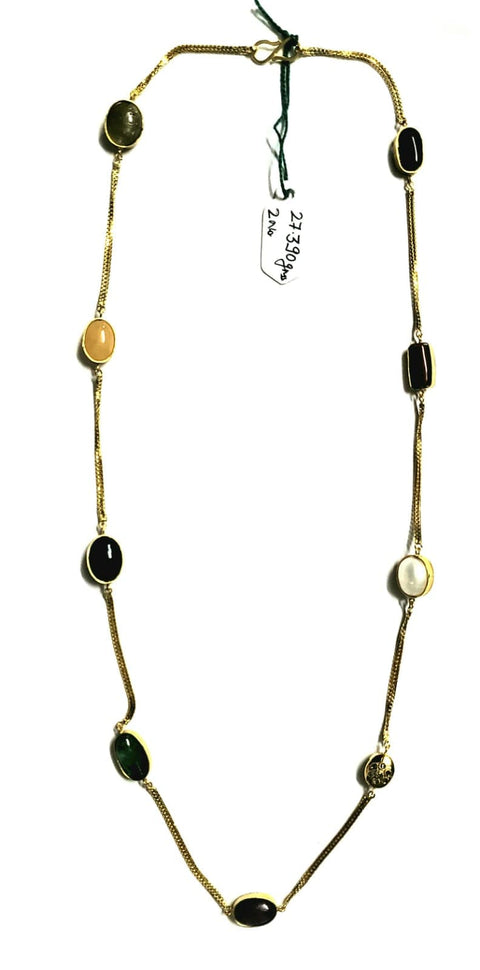 Astrological Navratna Chain in 18K Gold by Jewelove