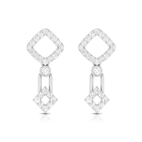 Beautiful Hanging Clusters Platinum Earrings with Diamonds for Women JL PT E N-39