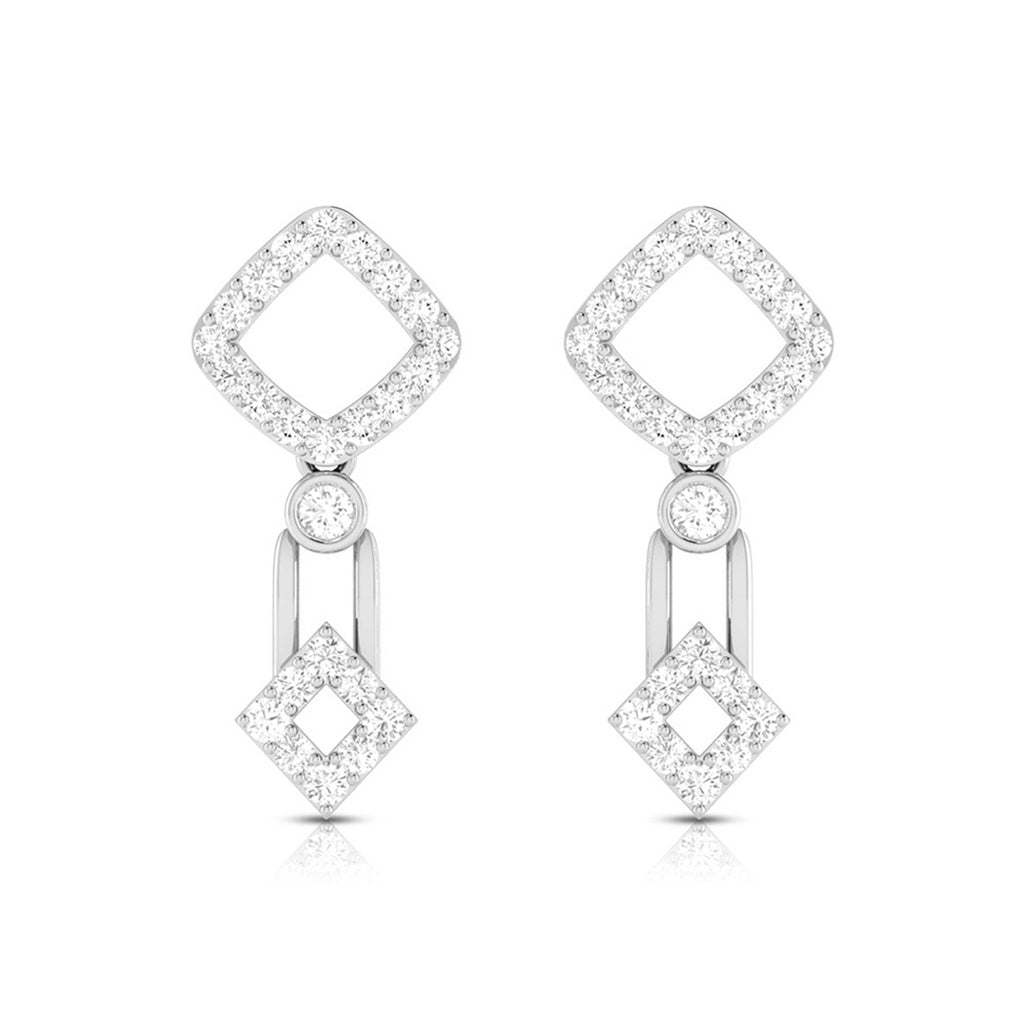 Jewelove™ Earrings SI IJ Beautiful Hanging Clusters Platinum Earrings with Diamonds for Women JL PT E N-39
