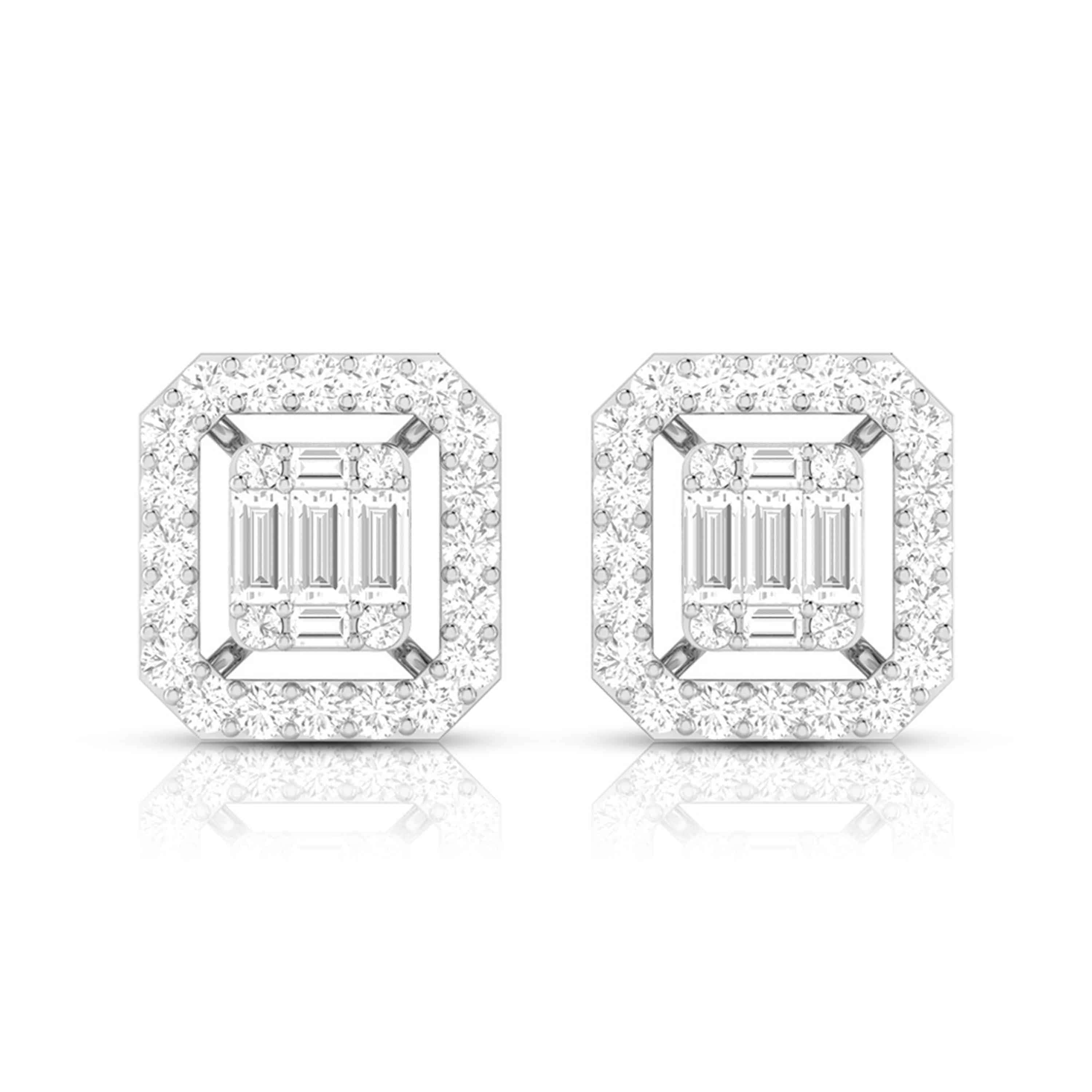 Emerald Cut Diamond Drop Earrings