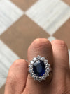 Jewelove™ Rings Beautiful Platinum & Kyanite Ring with Halo Diamonds