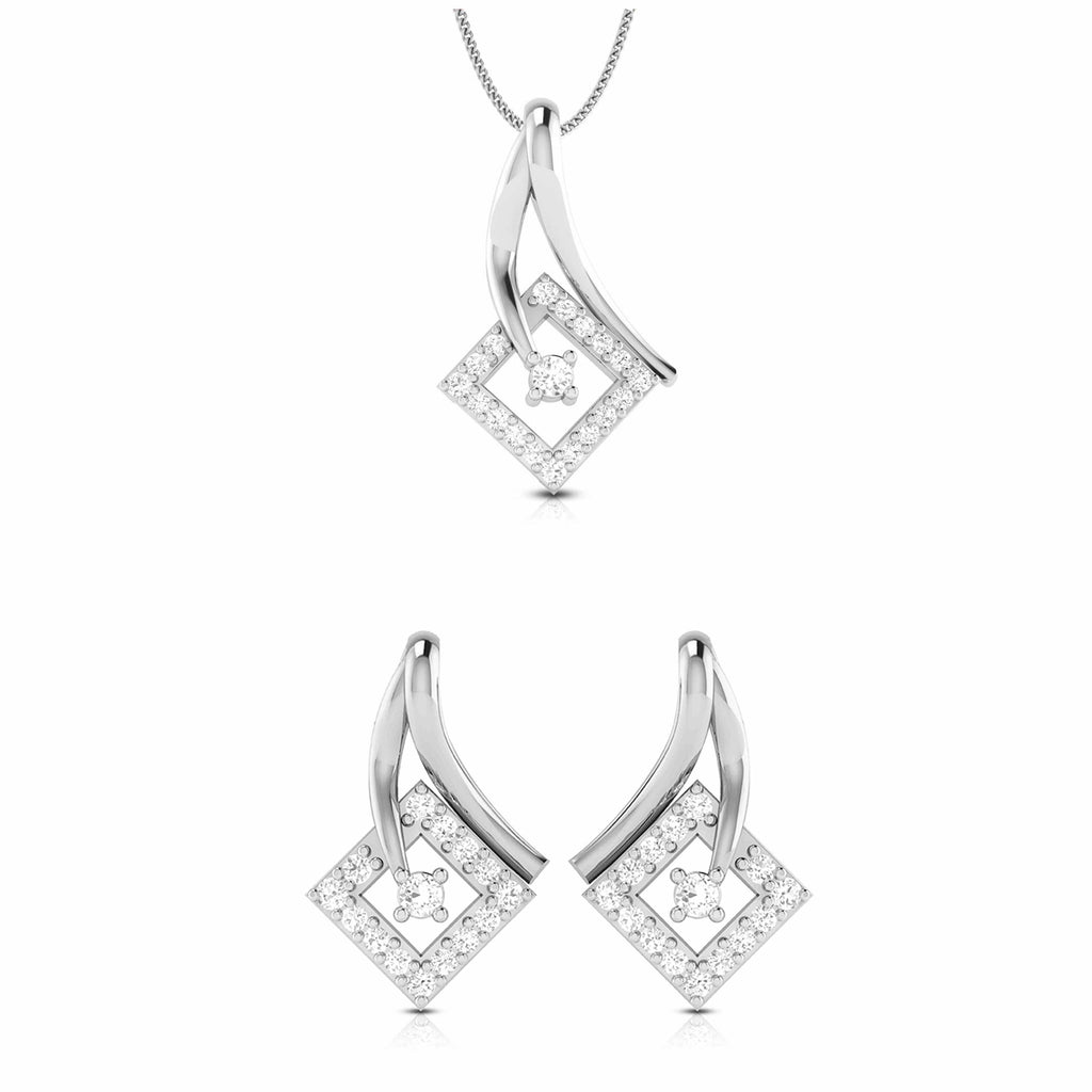 Jewelove™ Pendants & Earrings Pendant Set Beautiful Platinum with Diamond Pendant Set  for Women JL PT P 2421