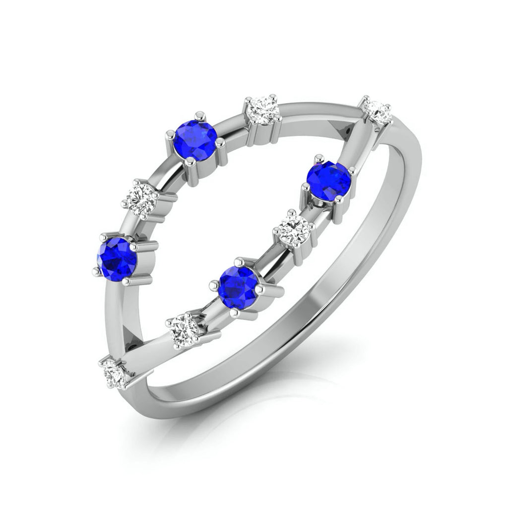 Jewelove™ Rings SI IJ / Women's Band only Blue Sapphire Platinum Diamond Engagement Ring JL PT LR 7009