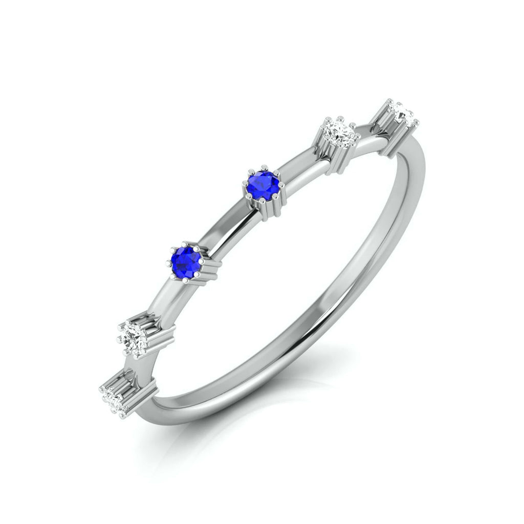 Jewelove™ Rings SI IJ / Women's Band only Blue Sapphire Platinum Diamond Engagement Ring JL PT LR 7014
