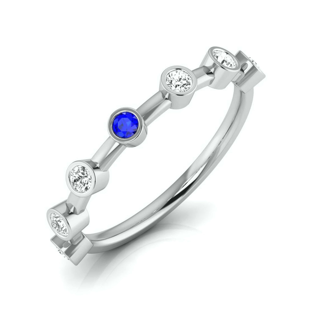 Jewelove™ Rings SI IJ / Women's Band only Blue Sapphire Platinum Diamond Engagement Ring JL PT LR 7020