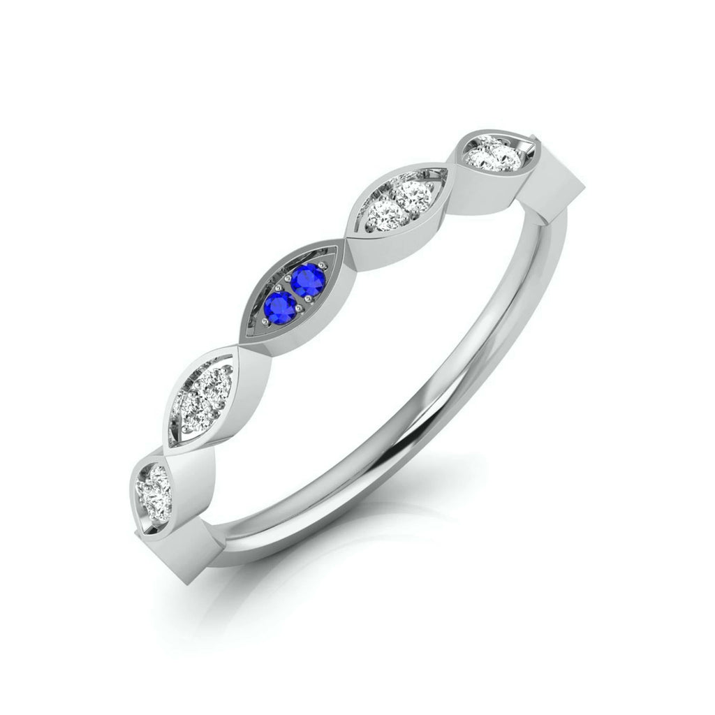 Jewelove™ Rings SI IJ / Women's Band only Blue Sapphire Platinum Diamond Engagement Ring JL PT LR 7021
