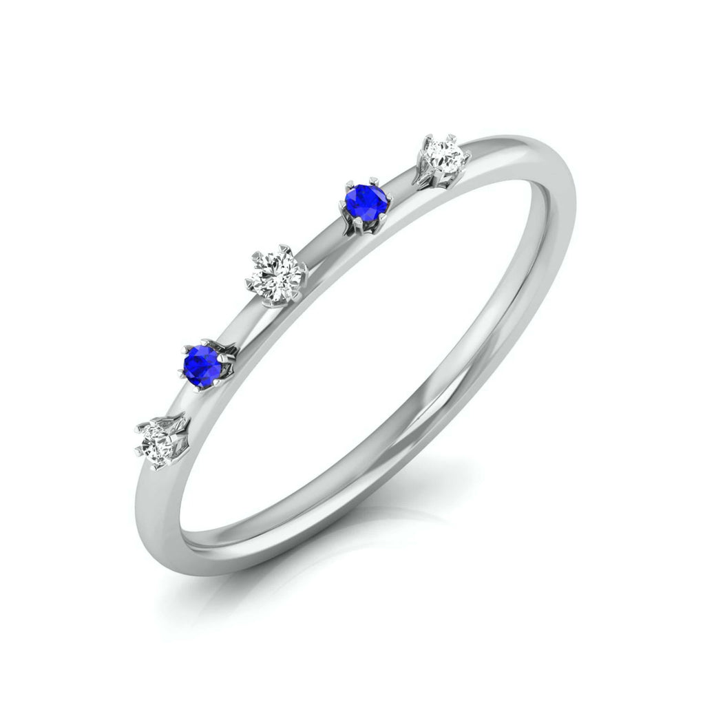 Jewelove™ Rings SI IJ / Women's Band only Blue Sapphire Platinum Diamond Engagement Ring JL PT LR 7022