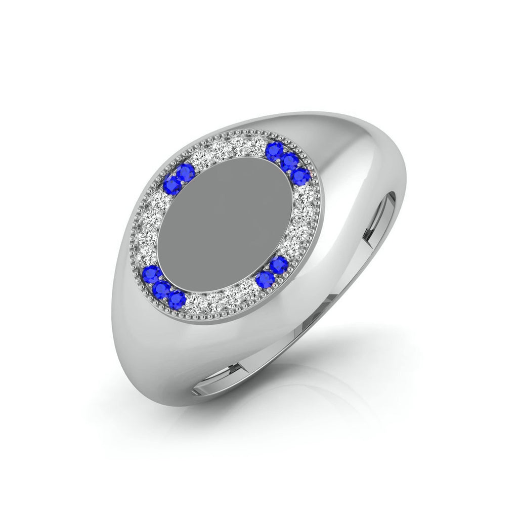Jewelove™ Rings Blue Sapphire Platinum Diamond Engagement Ring JL PT LR 7034