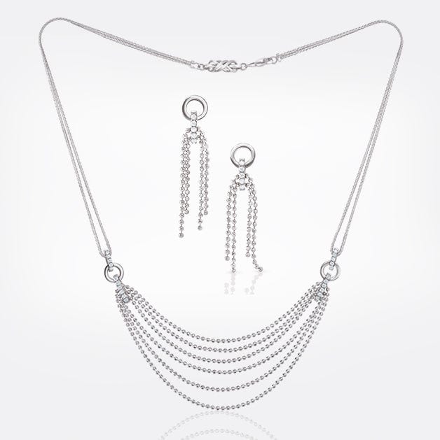 Jewelove™ Pendants & Earrings Both / SI IJ Bridal Platinum Evara Diamond Necklace & Earrings with Diamonds for Women JL PTN 178