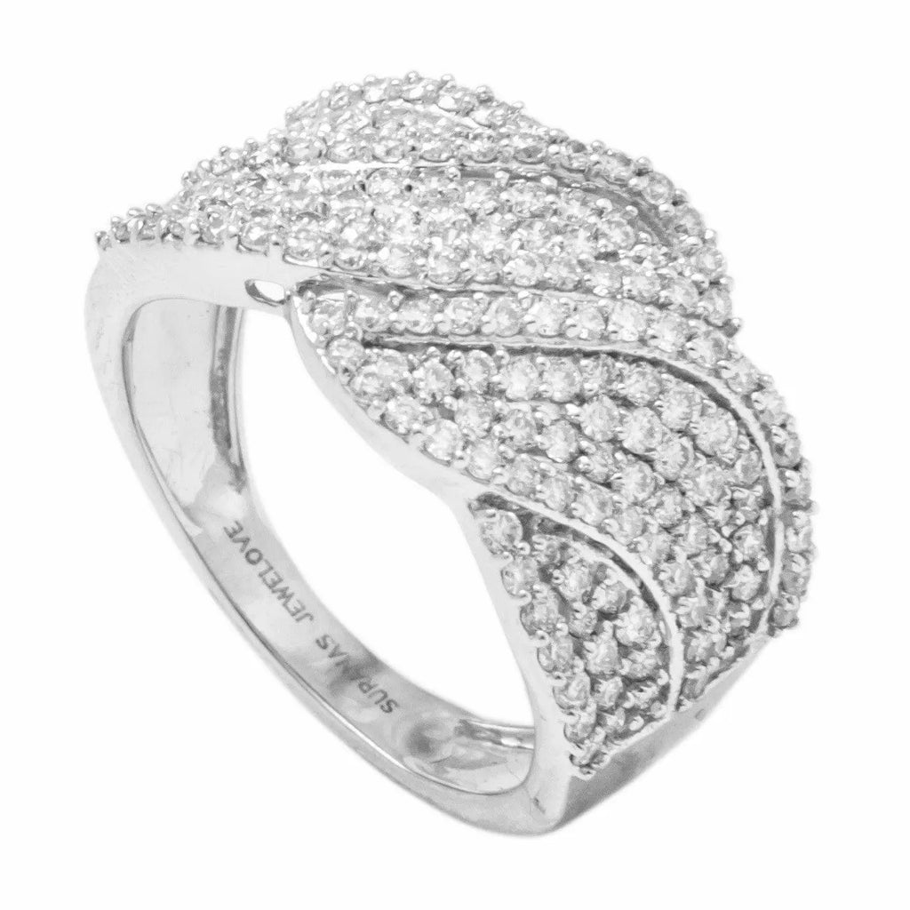Broad Designer Bridal Ring with Diamonds in Platinum SJ PTO 263 in India