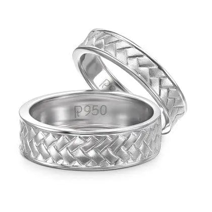 Platinum Couple Rings in India - Plain Platinum Love Bands With Weaving Texture JL PT 417