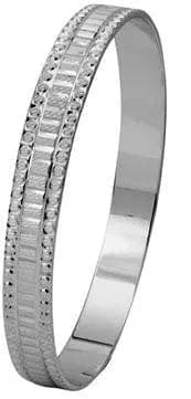 Broad Platinum Bangle with Princess cut Diamond-style SJ PT 311 in India