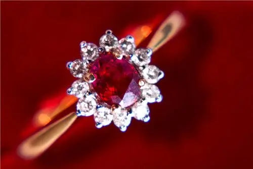 Sabrina Silver 14K White Gold Genuine Natural Ruby Engagement Ring Diamond  Accents Oval 7x5 mm, size 5 | Amazon.com