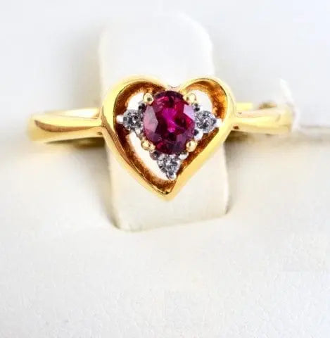 Burmese Ruby & Diamond Heart Ring JL R 62 in India