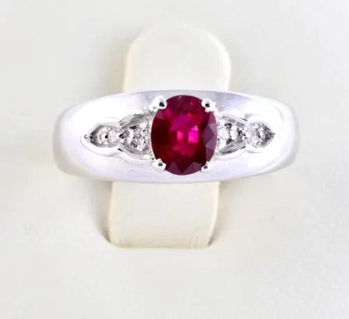 1.25 Carat Ruby Princess cut with Moissanite Diamond Engagement Bridal –  agemz