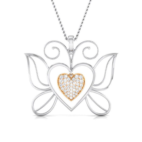 Jewelove™ Pendants Butterfly Heart Platinum Pendant with Rose Gold & Diamonds JL PT P 8076