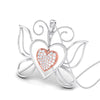 Perspective View of Platinum of Rose Double Heart Pendant with Diamonds JL PT P 8076