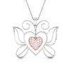 Front View of Platinum of Rose Double Heart Pendant with Diamonds JL PT P 8076