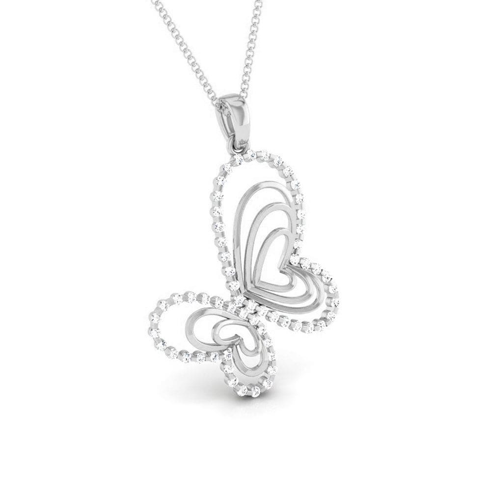 Front Side View of Platinum Love Pendant with Diamonds JL PT P 8109