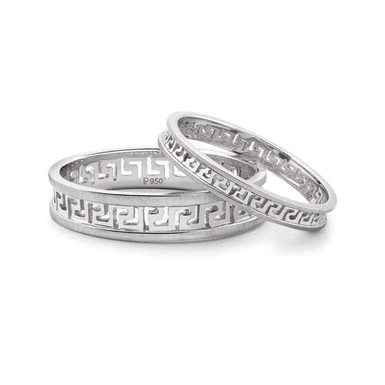 Jewelove™ Rings Both Carved Out Platinum Love Bands SJ PTO 135