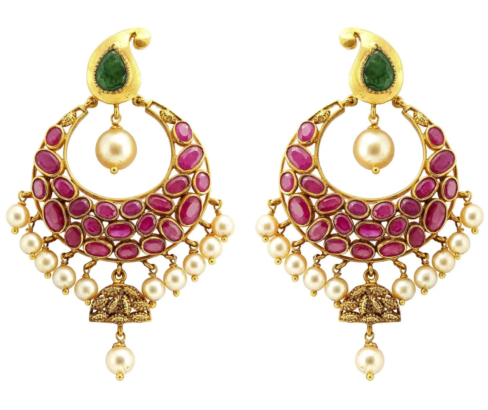 Shop Rubans 22K Gold Plated Handcrafted Ruby Studded chandbali Earrings  Online at Rubans
