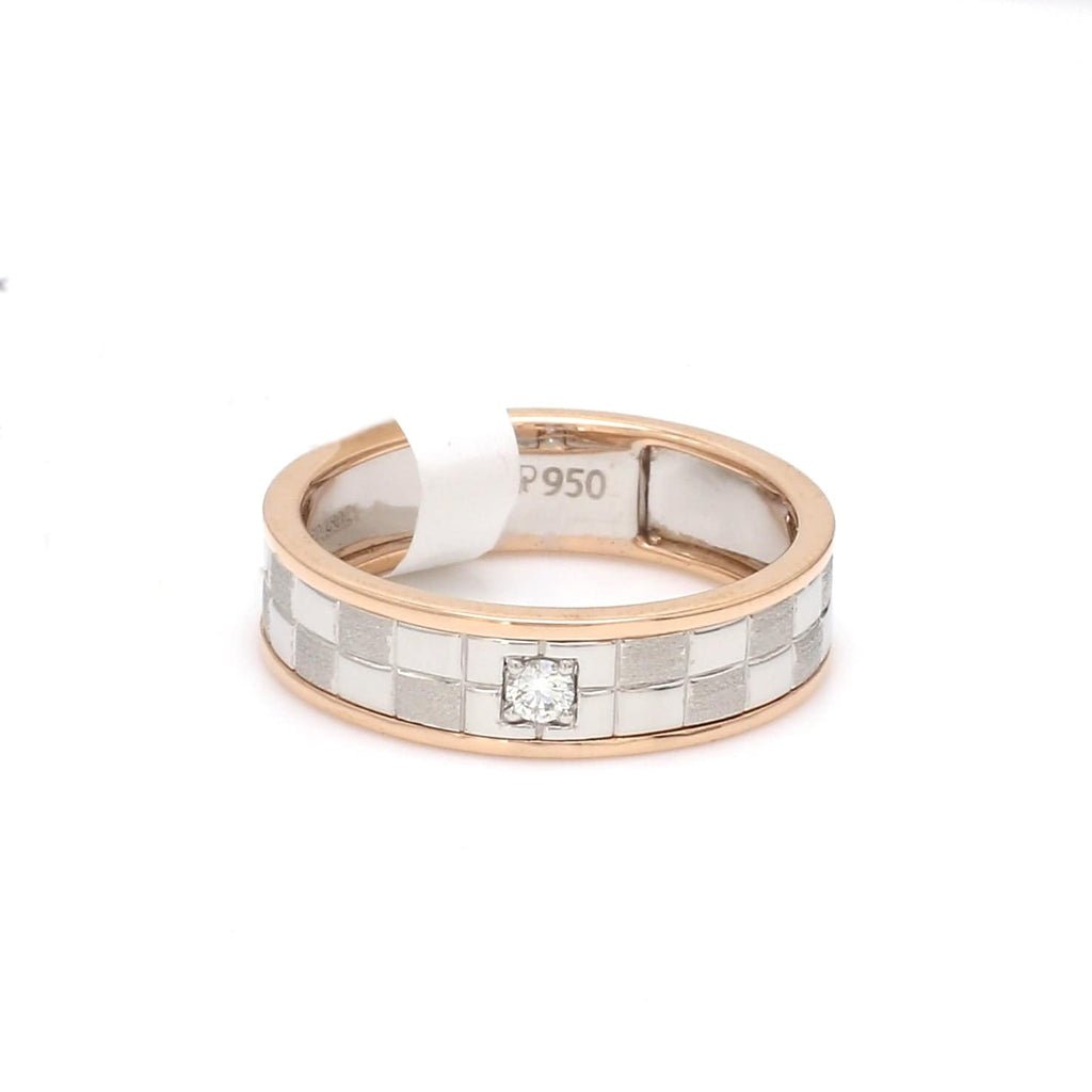 Front View of Platinum & Rose Gold Rings with Single Diamonds for Women JL PT 1121