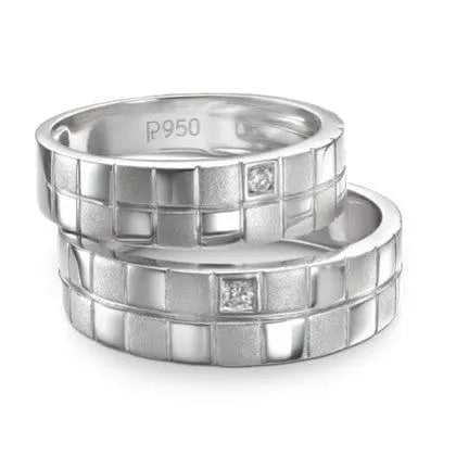 Platinum Couple Rings - Chess Inspired Couple Bands In Platinum JL PT 423