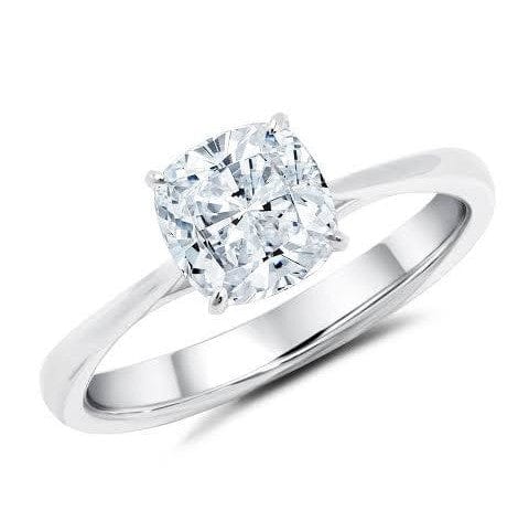 Jewelove™ Rings Classic 4 Prong Platinum Cushion Cut Solitaire Ring