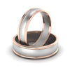 Front View of Classic Plain Platinum Couple Rings With a Rose Gold Border JL PT 633 (2)