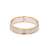 Front View of Classic Plain Platinum Couple Rings With a Rose Gold Border for Men JL PT 633