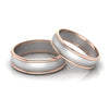 Front View of Classic Plain Platinum Couple Rings With a Rose Gold Border JL PT 633