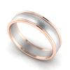 Perspective View of Classic Plain Platinum Couple Rings With a Rose Gold Border JL PT 633