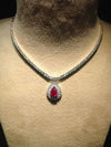 High End Solitaire Necklaces in India - Classic Ruby Necklace With Diamond Pointer Neckline SKU 15