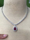 Jewelove™ Necklaces & Pendants 18K Classic Ruby Necklace with Diamond Pointer Neckline SKU 15