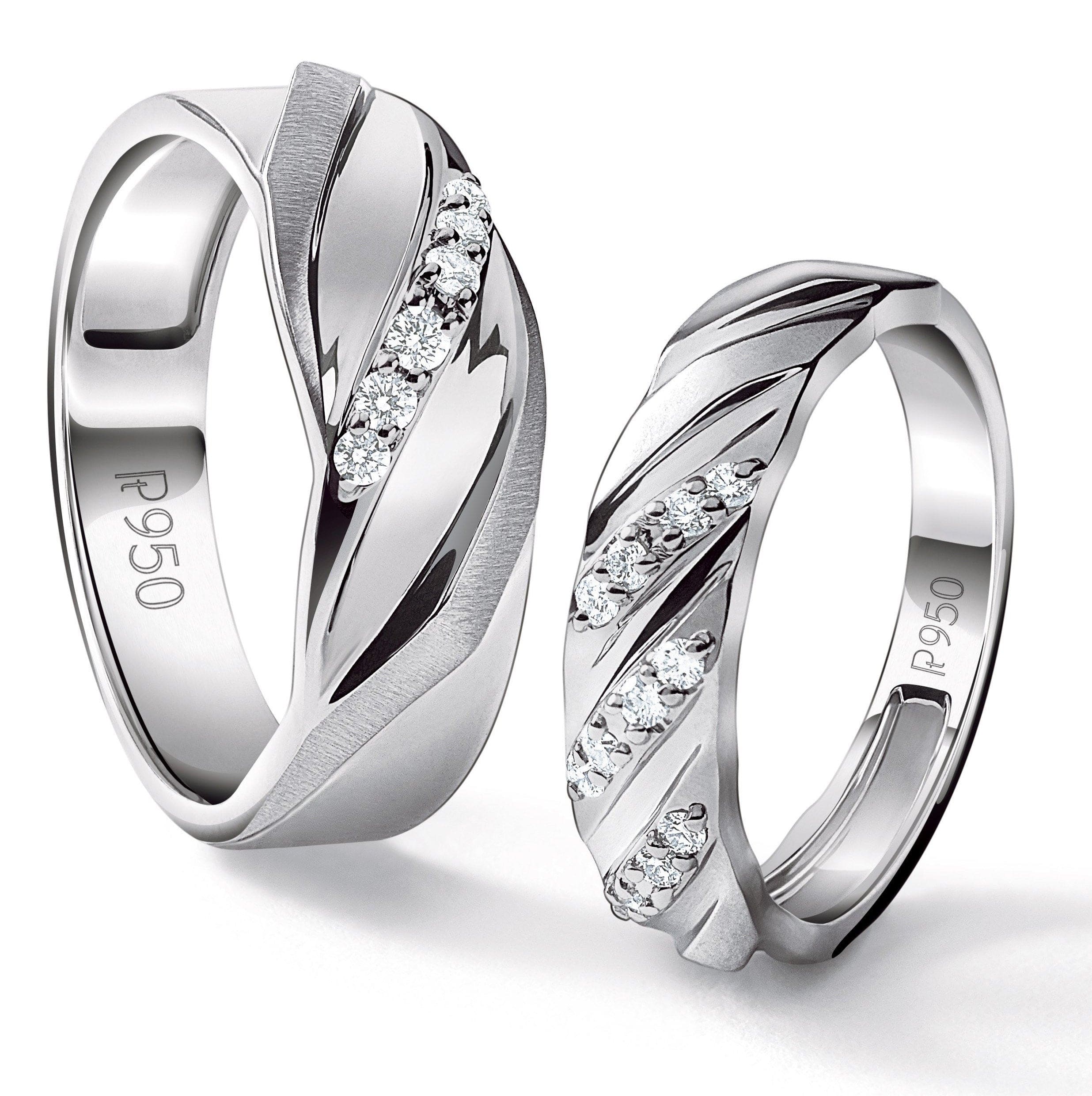 Designer Platinum Couple Rings with Diamonds JL PT 921
