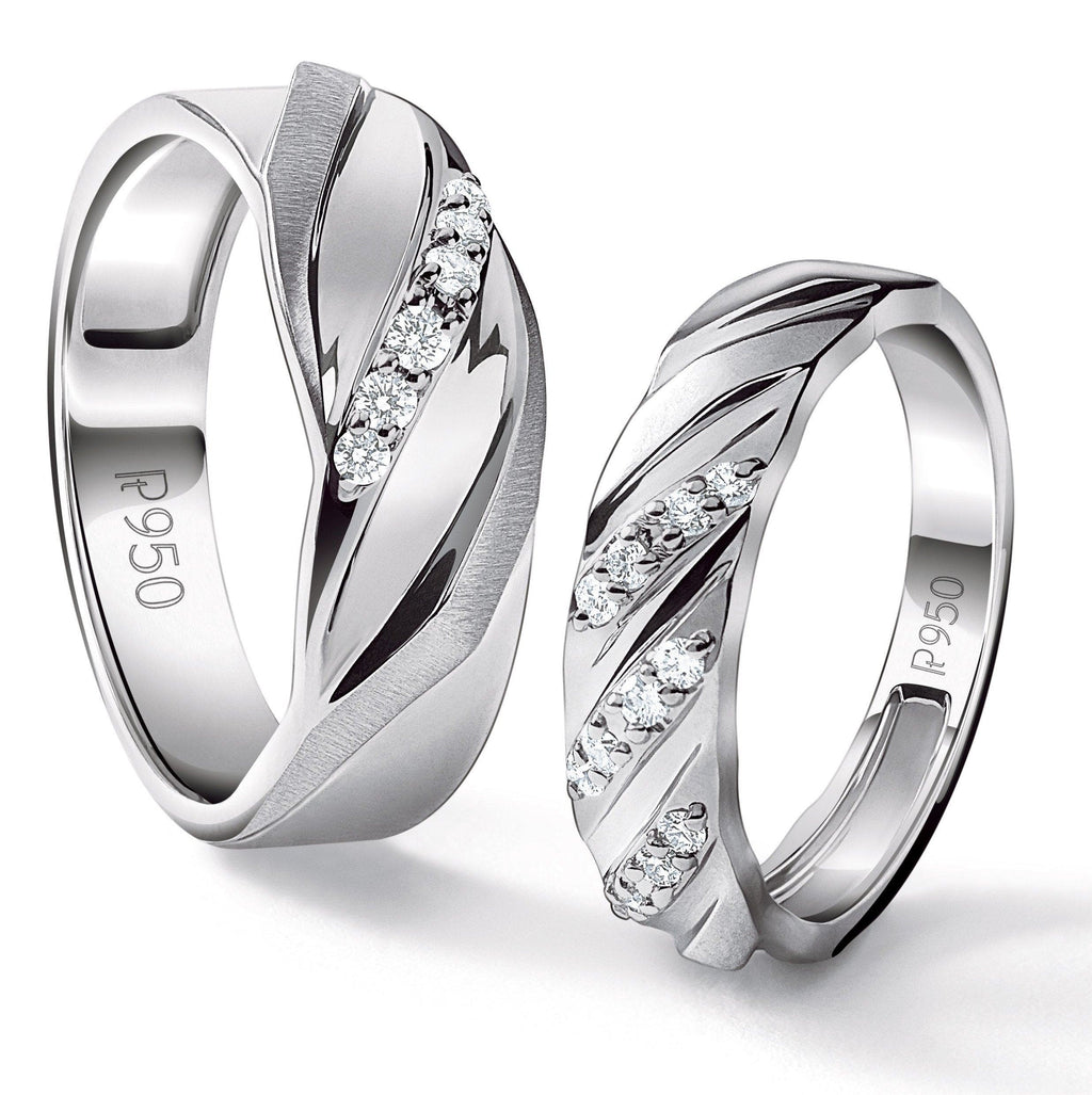 Jewelove™ Rings Both / SI IJ Compliments of Love Designer Platinum Couple Rings with Diamonds JL PT 533