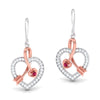 Perspective View of Platinum of Rose Heart Pendant Earring with Diamonds JL PT P 8064