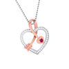 Front Side View of Platinum of Rose Heart Pendant Earring with Diamonds JL PT P 8064