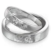 Jewelove™ Rings Both / SI IJ Curve Textured Platinum Couple Bands with Single Diamonds JL PT 425