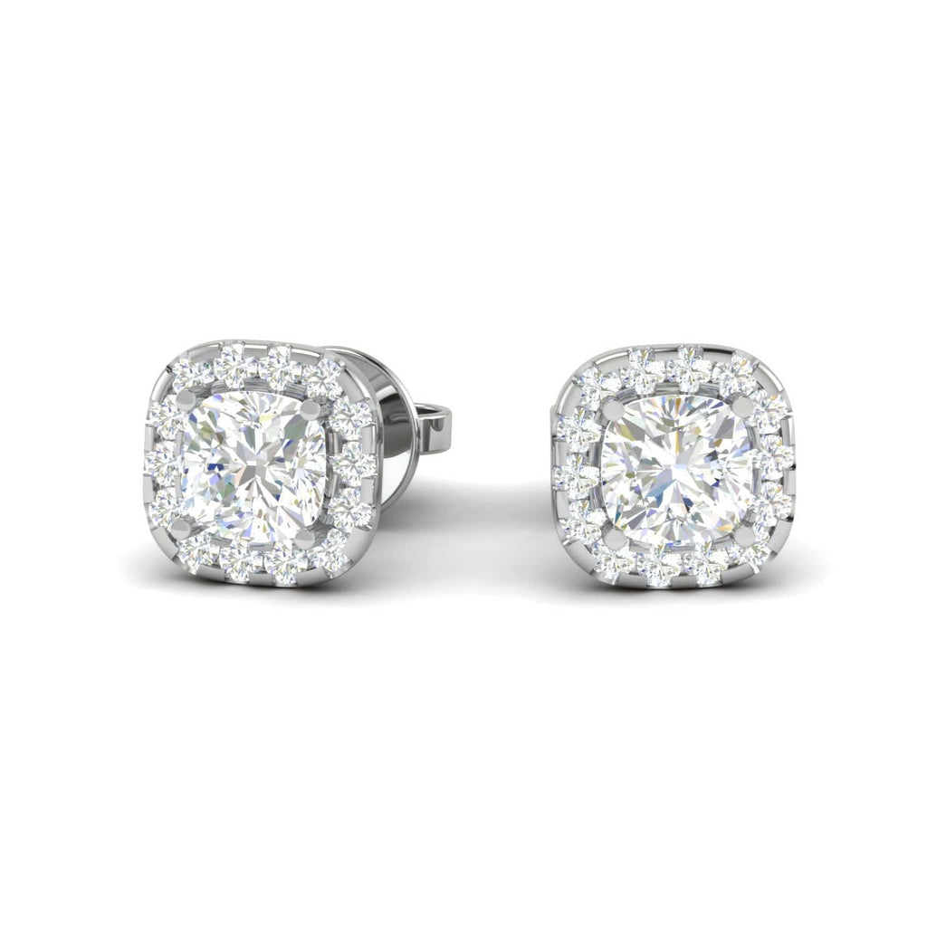 Jewelove™ Earrings I VS Cushion Solitaire Halo Diamond Earrings for Women JL PT E SE CU 110