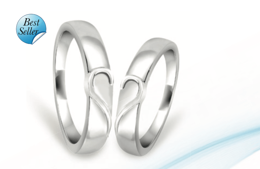 Matching Initial Couple Promise Rings Set in Silver - MYKA
