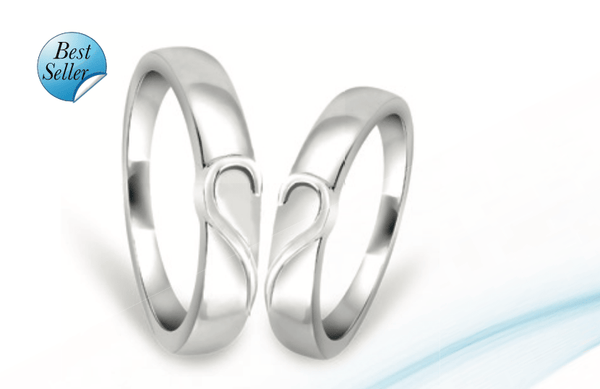 Jewelove™ Rings Both Customised 18K Gold Couple Rings with SS Embossed