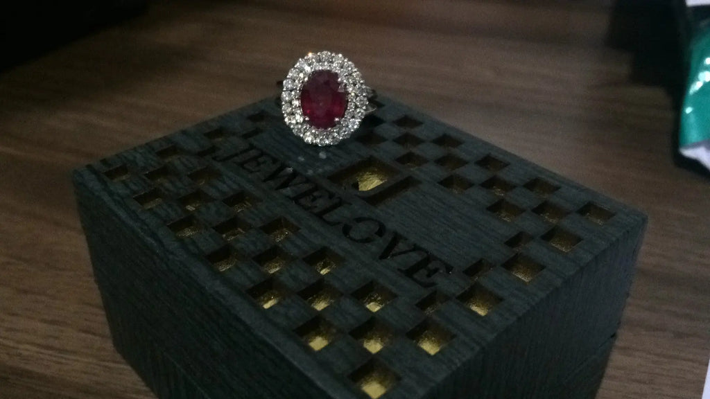 Jewelove™ Rings SI IJ / Women's Band only Customised 18K gold & ruby ring with diamonds