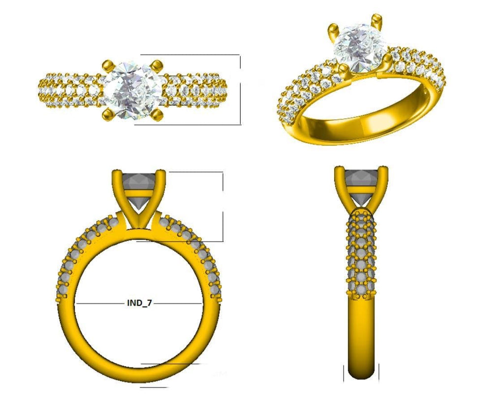 Jewelove™ Customised 3-Row 18K Gold Solitaire Ring